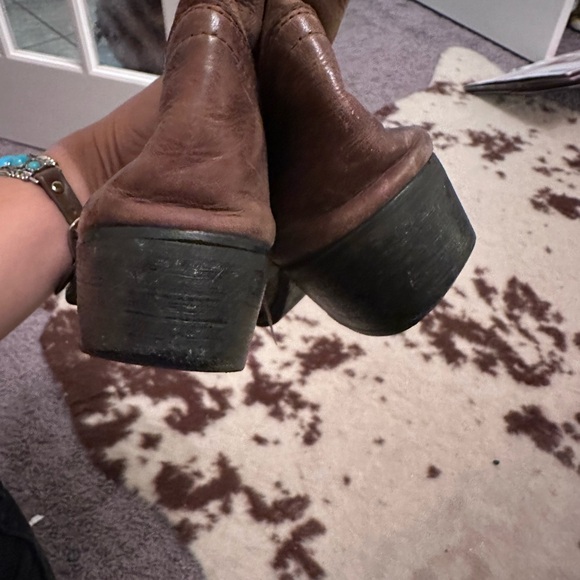 Smoky ladies sz 6 Cowboy Boots brown leather with white embroidery - Picture 10 of 12